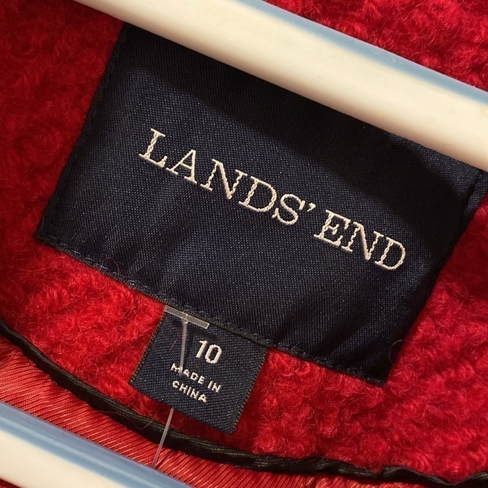 Lands End rose pink wool blend pocket hidden button coat jacket 10 - Picture 7 of 10